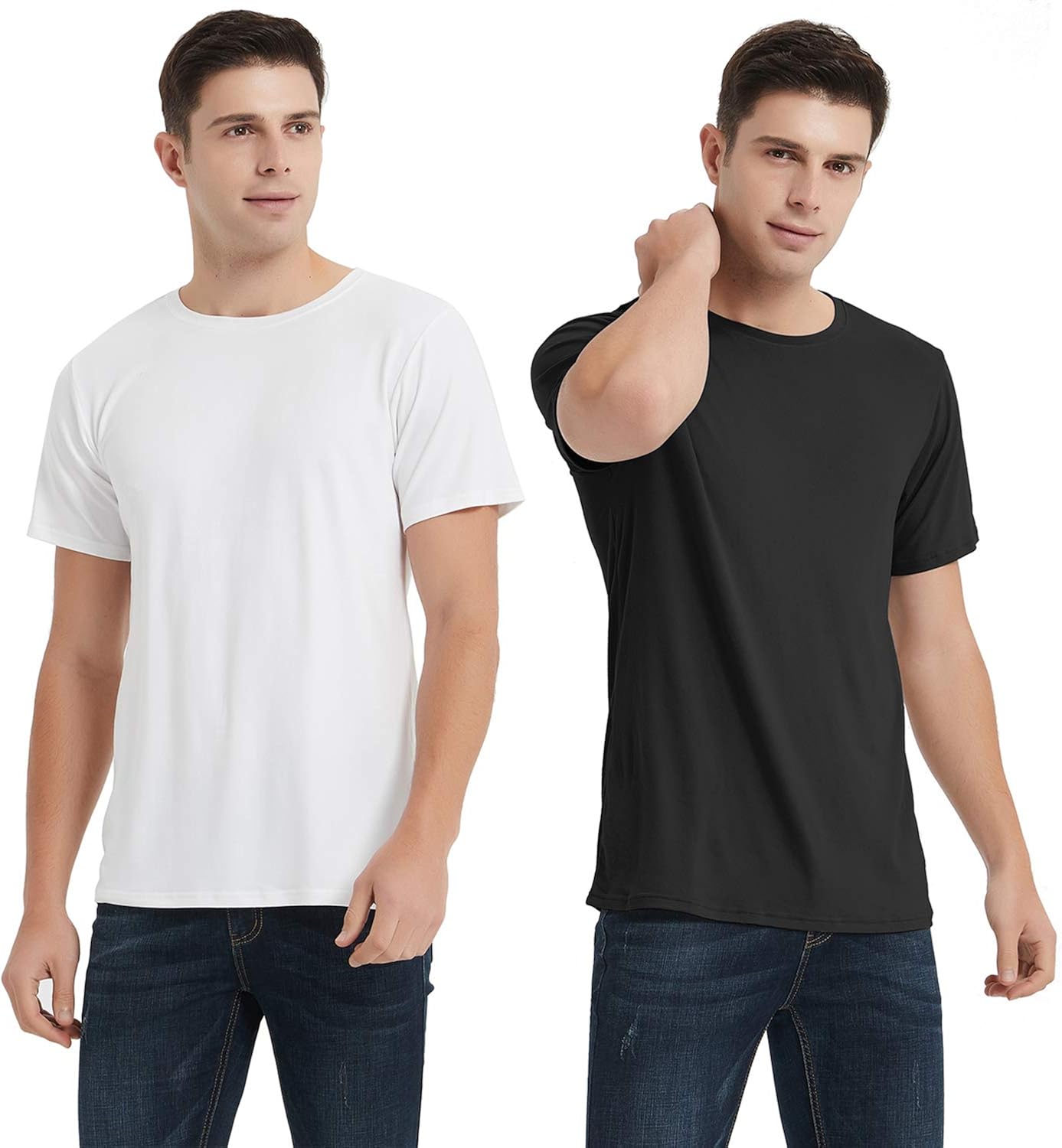 U2SKIIN 2 Pack Mens Plain t Shirts, Crew-Neck Short Sleeve T-Shirt for Men at  Men’s Clothing store