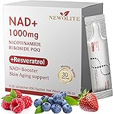 NAD+ Liquid Supplement 1000mg 30 Sachet, Nicotinamide Riboside & Resveratrol with PQQ DNA Repair Advanced NAD Supplement for Men & Women,Boosts Cellular Energy