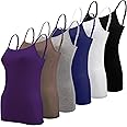 BQTQ 6 Pcs Women's Camisole Tops Undershirts Adjustable Spaghetti Strap Tank Top