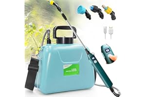 SideKing 1.35 Gallon/5L Battery Powered Sprayer, Electric Sprayer with USB Rechargeable Handle, Battery Indicator, Garden Sprayer with Telescopic Wand, 3 Nozzles, Adjustable Shoulder Strap (Blue)