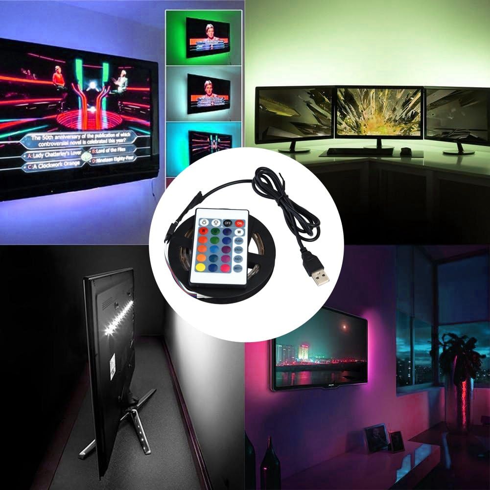 Fdit Colorful USB Led Strip 5050 RGB Waterproof Flexible LED Energy Saving for TV Backgrounds Light 30 LED/m for Shelf Cabinet Lighting Commercial Applications(1#) - Image 4