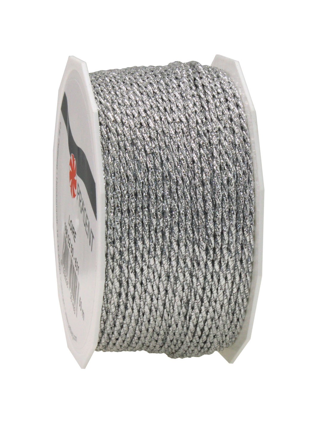 Präsent - Loire Cord Ribbon Silver 50 m length - 2 mm width