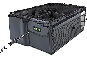 DRIVE AUTO PRODUCTS Drive Auto Trunk Organizer with Net - Collapsible Multi-Compartment Car Organizer w/Adjustable Straps - Automotive Consoles & Organizers (Black)