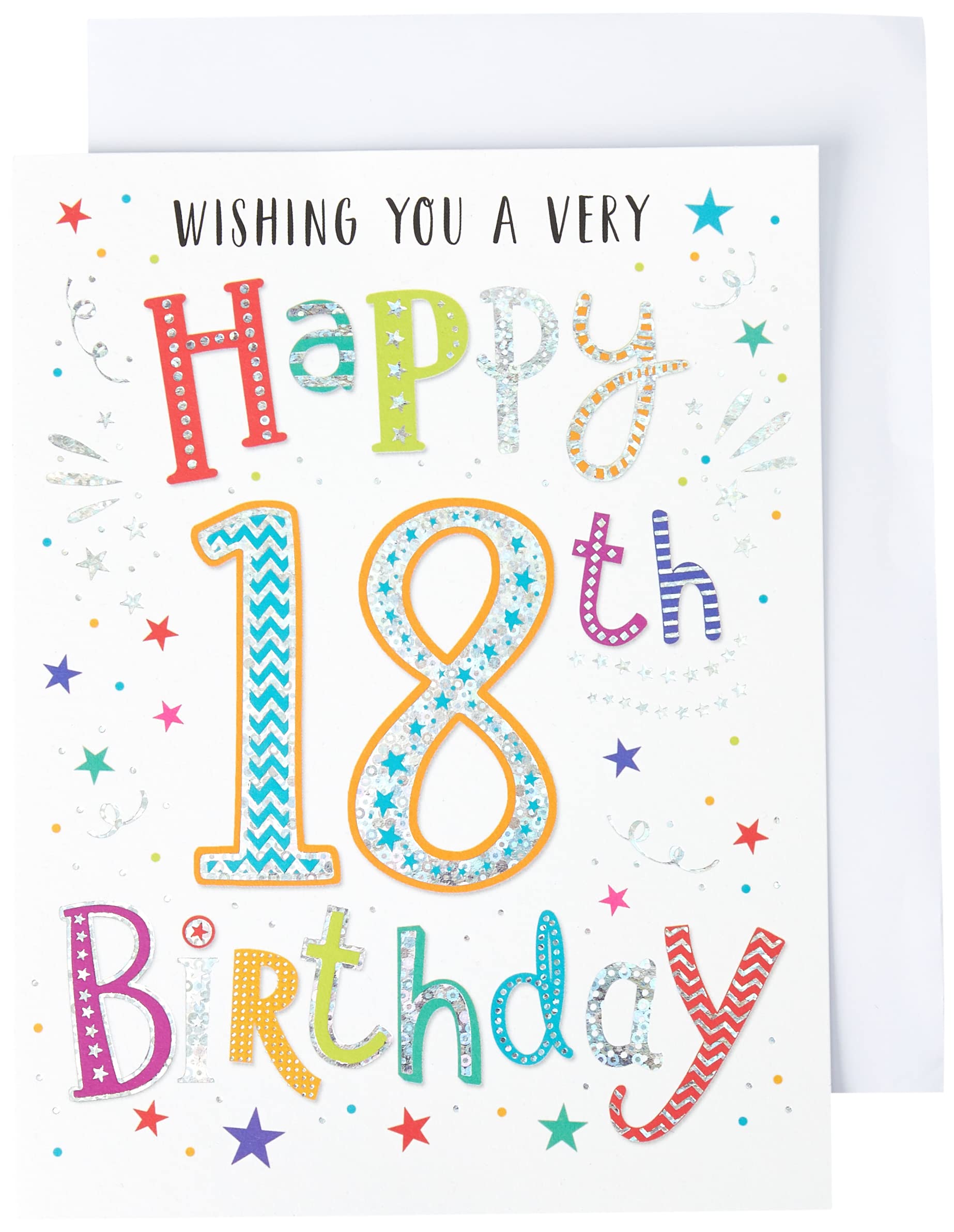 Regal Publishing Modern Milestone Age Happy Birthday Card 18th - 8 x 6 inches,grey|gold|pink|green|beige