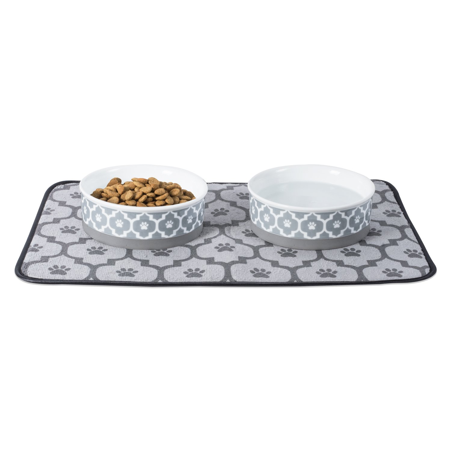 Bone Dry Ceramic Pet Bowl Set (Medium) - 2 Bowls, 6x2 Inches, Peace Paw Design, Dishwasher Safe - View #9