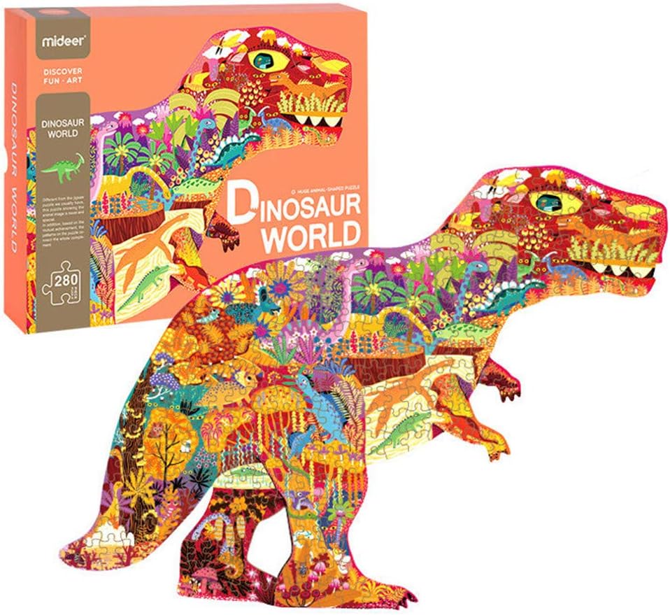 Dinosaurs - 280 Piece Jigsaw Puzzle for Kids Adlut – Puzzle Game, Interesting Toys, Personalized Gift, Every Piece is Unique, Pieces Fit Together Perfectly by Sandistore