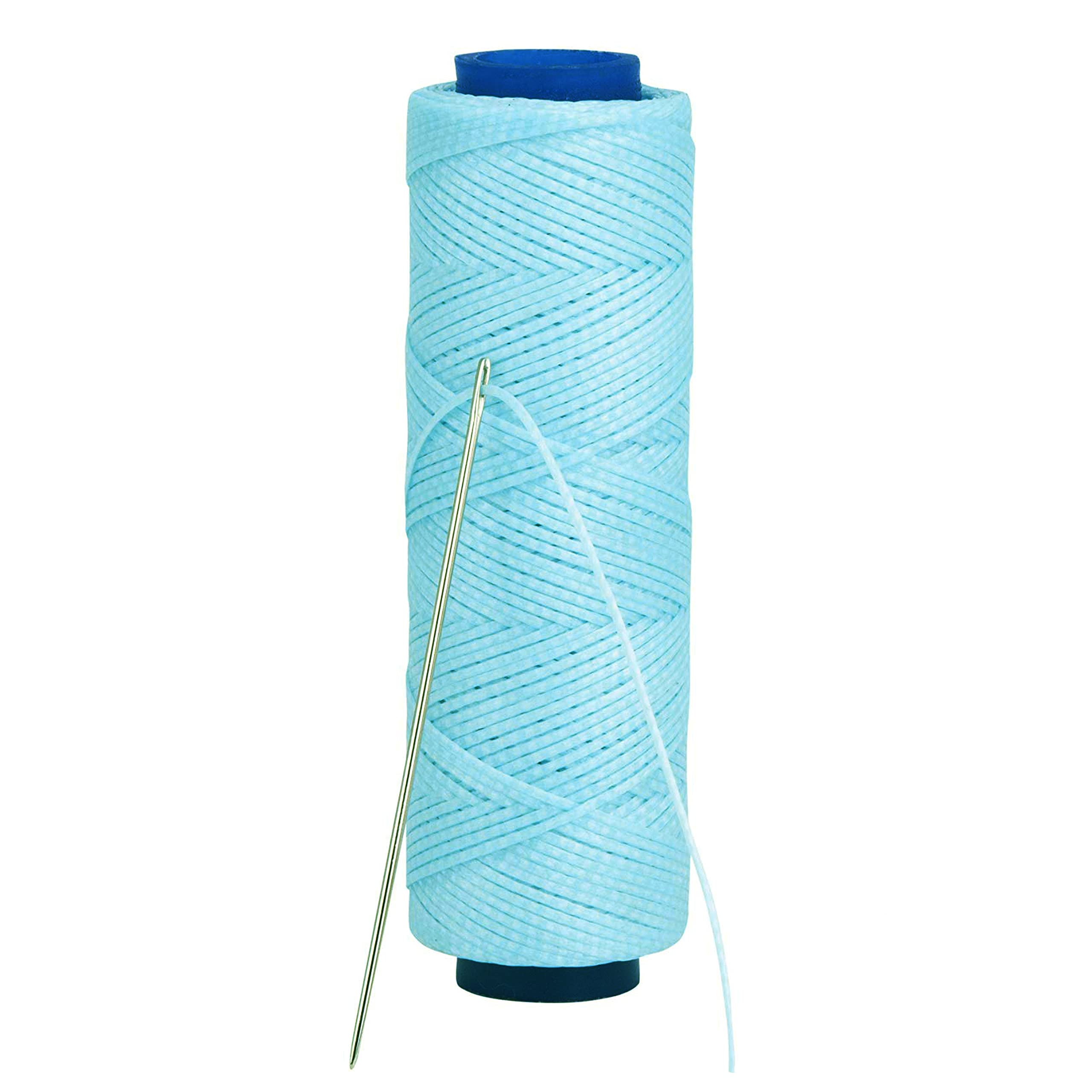 Shelver Waxed Thread, Strong Thread for Leather, Upholstery, Shoe, Bag, incl. Needle (Colour: Baby Blue)