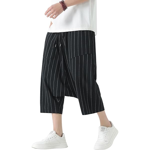 Thai Fisherman Pants Japanese Style Pants One Size Black Fish Wave