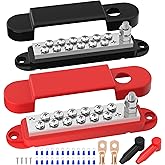 RVBOATPAT Marine Bus Bar 12V 150A Power Distribution Block 1/4" Stud 12 Volt DC Busbar Battery Bus Bar for Boat Automotive So