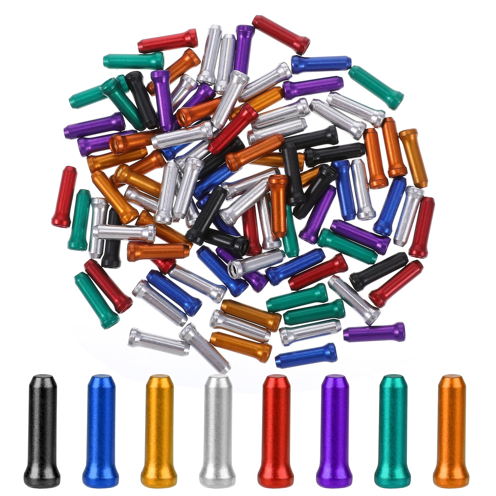 Photo 1 of 100pcs Bicycle Cable End Caps, Bike Cable End Caps, Bicycle Cable Ends Crimps Bike Brake Cable End Tips Cycling Caps Shifter Inner Cable Tips bike wire caps End Cap Crimps for Road Mountain Bicycle