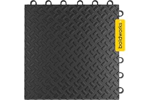 BOLDWORKS Garage Floor Tiles Interlocking Garage Flooring Tiles Pack of 48 Antislip Oil and Stain Resistant for Garages Shop Floors Basements 40000 LBS Load Capacity 12x12 Inch Black Color