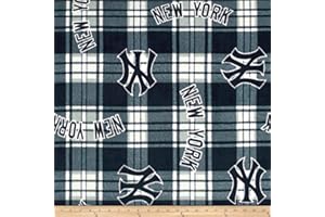 FABRIC TRADITIONS MLB Fleece New York Yankees Paid Navy/White, Fabric by the Yard