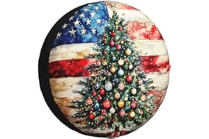 KRIRTEH Christmas Tree Spare Tire Cover Winter Weatherproof Universal Wheel Protectors Christmas New Year Wheel Covers for Rv Camper Travel Trailer SUV Truck 17 Inch Holiday Xmas Decor