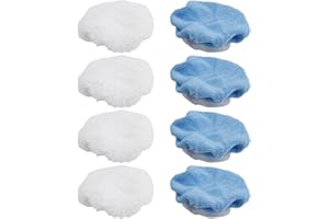 150mm (6-Inch) Microfiber & Synthetic Fleece Car Polishing Pads Set – 4 Blue + 4 White Reusable Buffer Bonnets for Waxing, Co