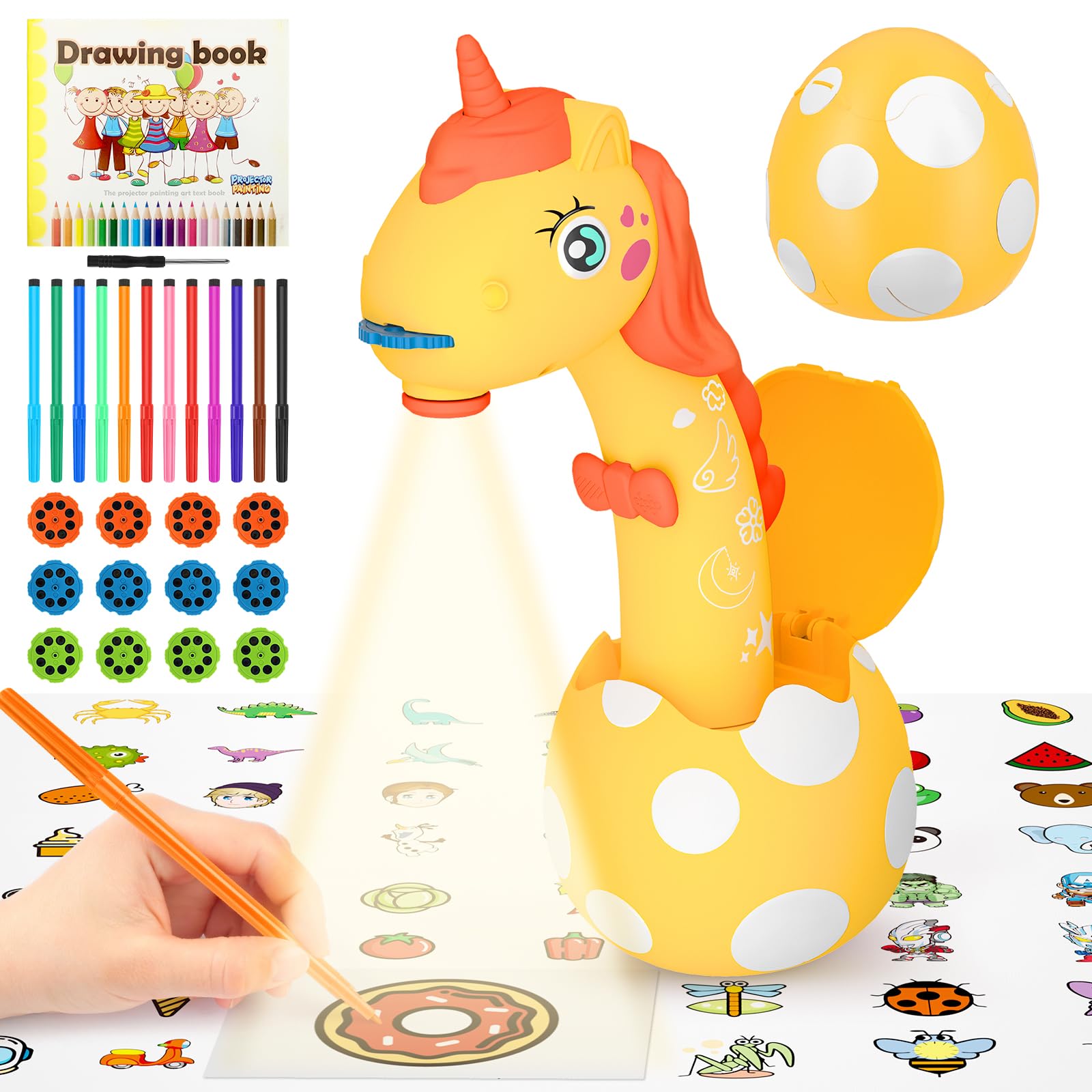 Photo 1 of KETIEE Unicorn Drawing Projector Toys for Ages 5-7: Trace and Draw Projector for Kids with Cute Unicorn Look, Smart Art Sketcher Projector with 96 Stencils, Toddler Toys for Girls Boys 3+ (Yellow)