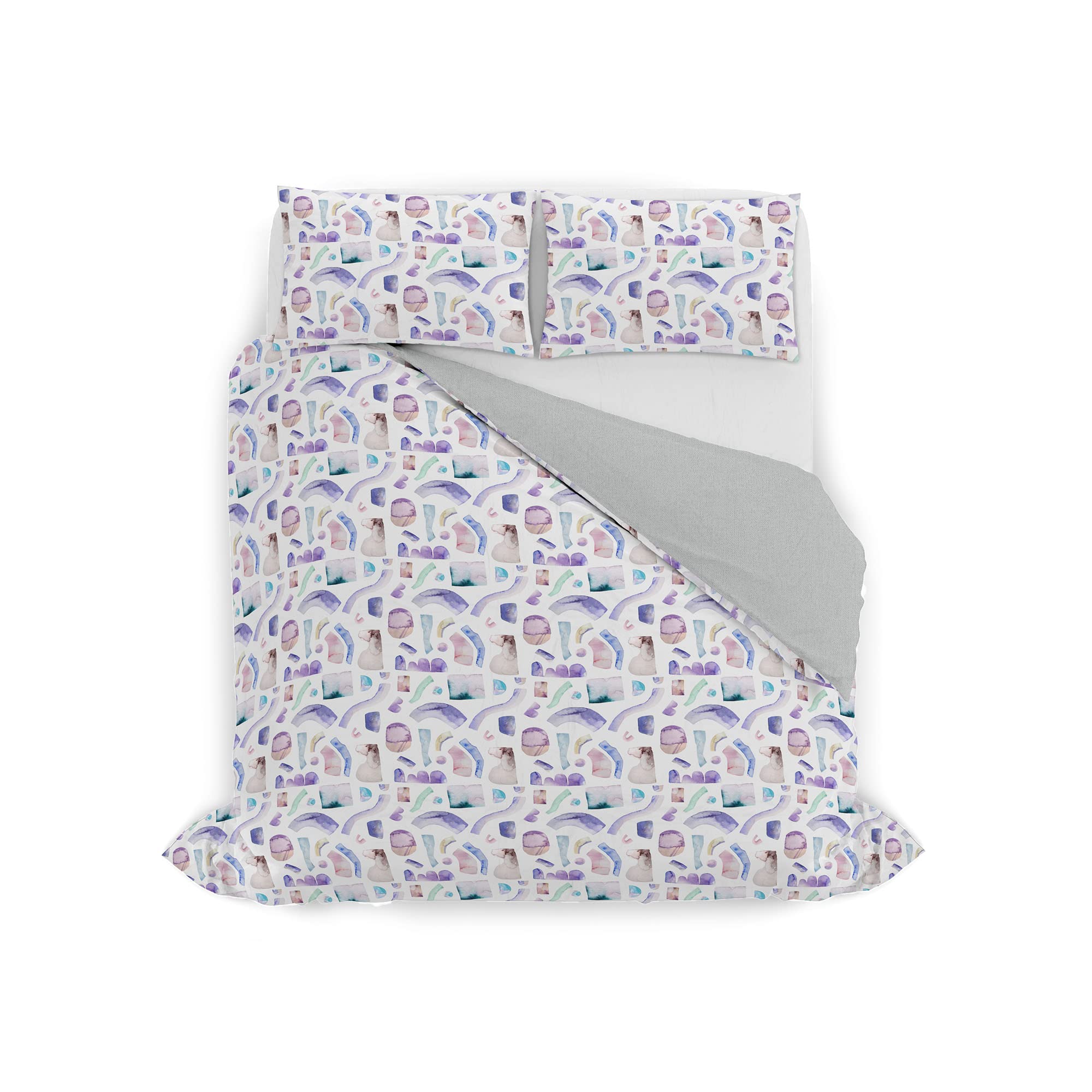 Italian Bed Linen Watercolor Duvet Cover Set, 11, Double