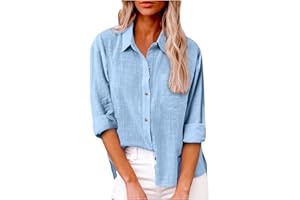 FQZWONG Deals of The Day Clearance Button Down Shirts for Women Womens Summer Tops Casual Solid Tshirts Loose Ladies Blouses