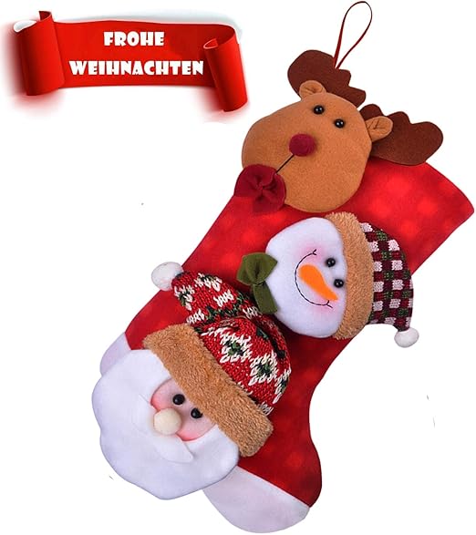 Babbo Natale 3d Da Costruire.Ideapro Calza Di Natale 3d Stivale Di Babbo Natale Calza Di Pupazzo Di Neve Con 3 Elementi Incluso Babbo Natale Pupazzo Di Neve Cervo Da Appendere A Casa Camino Amazon It Casa E