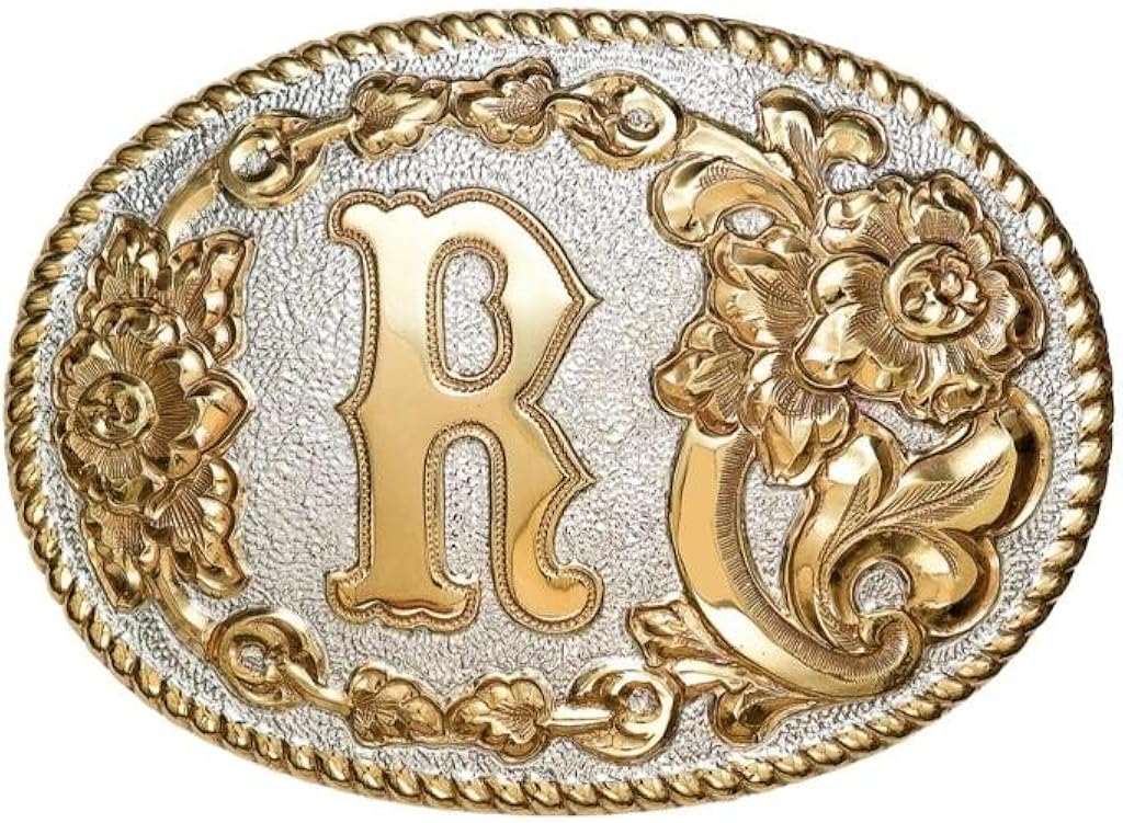 Crumrine Western Belt Buckle Adult Floral Oval Gold Silver C339 Clothing
