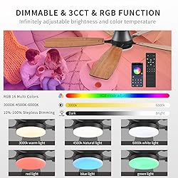 FUMLTP Ceiling fans with Lights, 54 In RGB Low