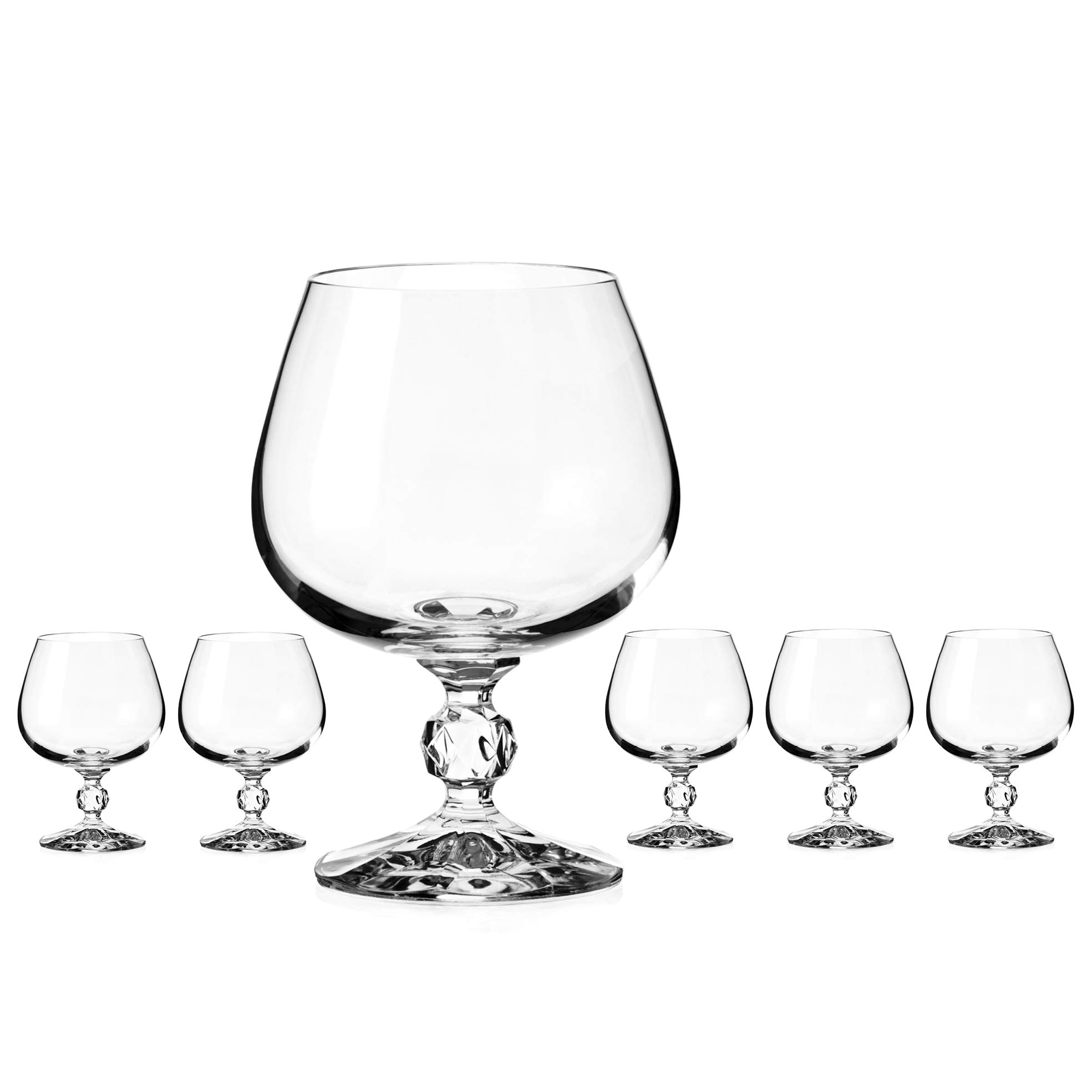 DIAMANTE Crystal Brandy Snifter or Cognac Glasses ‘Claudia’ | Vintage Style Ball Stemmed | Lead Free Crystal | Set of 6