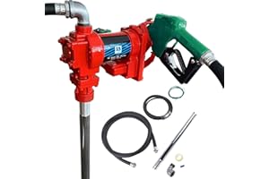 Fuel Transfer Pump 12V 15GPM with Discharge Hose & Automatic Green Nozzle for Gasoline, Diesel, Kerosene, Ethanol & Methanol Blends & Biodiesel Weonefit