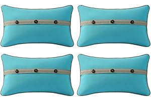 Supdurplus Outdoor Sunbrella Decorative Pillows with Triple Coconut Buttons Pack of 4, 20" x 12" Outdoor Pillow Set for Couch Bed Throw Patio Sofa, Canvas Aruba/Cast Ash