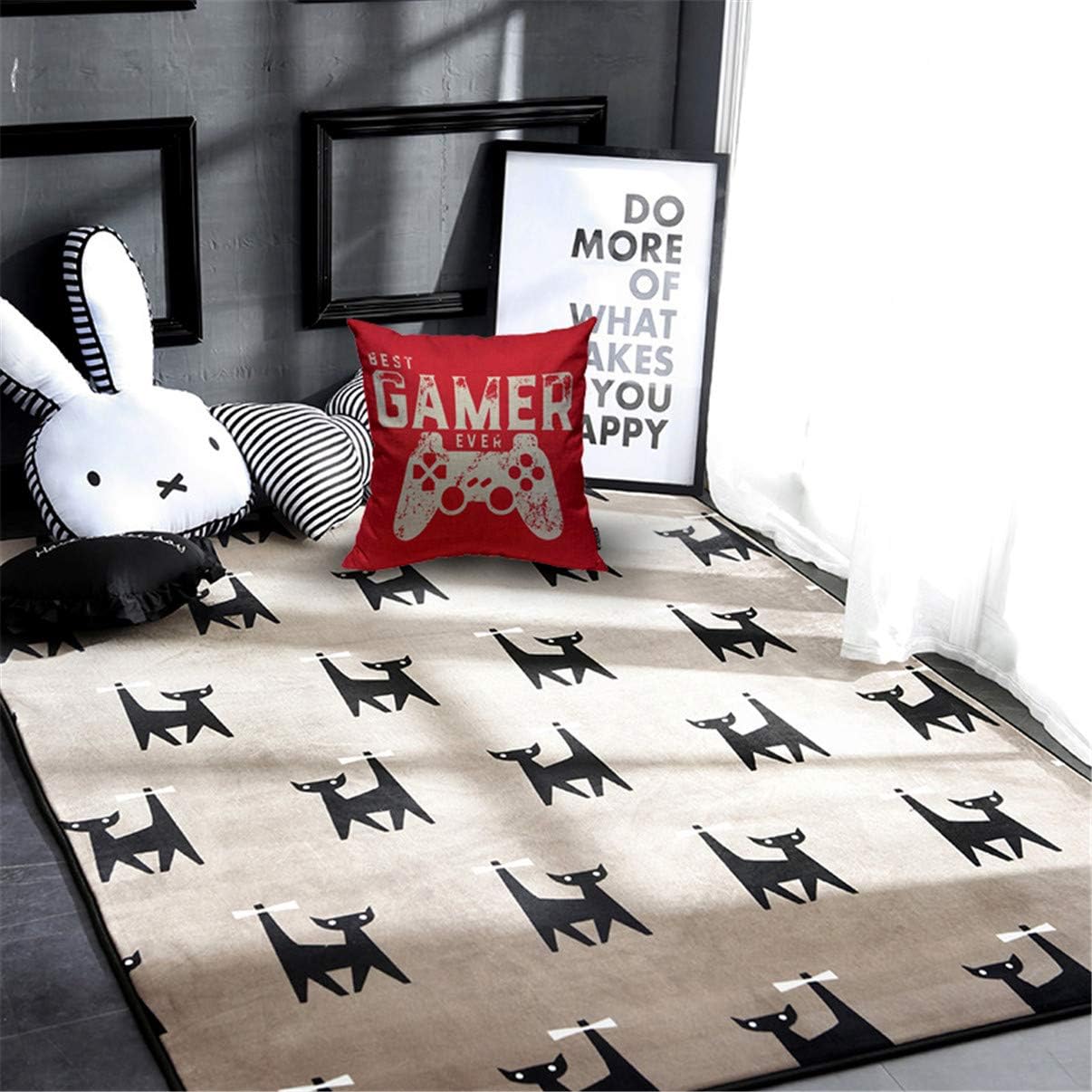 Mugod Throw Pillow Cover Best Gamer Ever for Video Games Geek Home Decorative Square Pillow Case for Men Women Boy Gilrs Bedroom Livingroom Cushion Cover 18x18 Inch Red White Pillowcase: Home & Kitchen