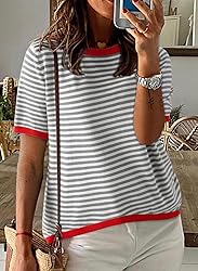 Dokotoo Womens Summer Tops Casual Short Sleeve