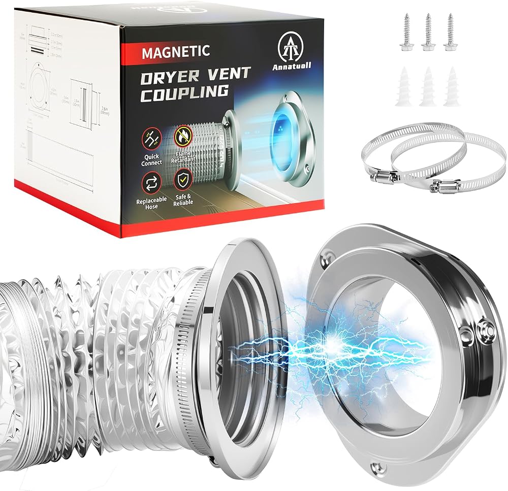 Annatuoli DV180 Magnetic Dryer Vent Kit, Airtight Seal Magntic Drver Vent Connector Kit, Including 6-Ply Aluminum Foil Duct a