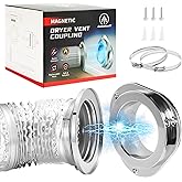 Annatuoli DV180 Magnetic Dryer Vent Coupling, Airtight Seal Magntic Drver Vent Connector Kit, Including 6-Ply Aluminum Foil Duct and 2 Clamps, Easy to Clean Quick Connector