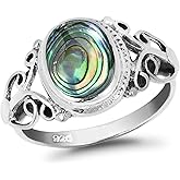 AeraVida Elegant Vintage Oval Shaped Abalone Shell on .925 Sterling Silver Ring | Classic Wedding Rings For Women | Casual Comfort Fit Silver Rings for Women | Gift for Daughter | Sterling Silver Rings Sizes(6-9)