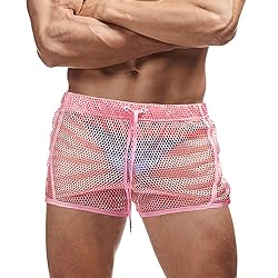 FIROTTII Mens Mesh Shorts Sexy Boxers See Through