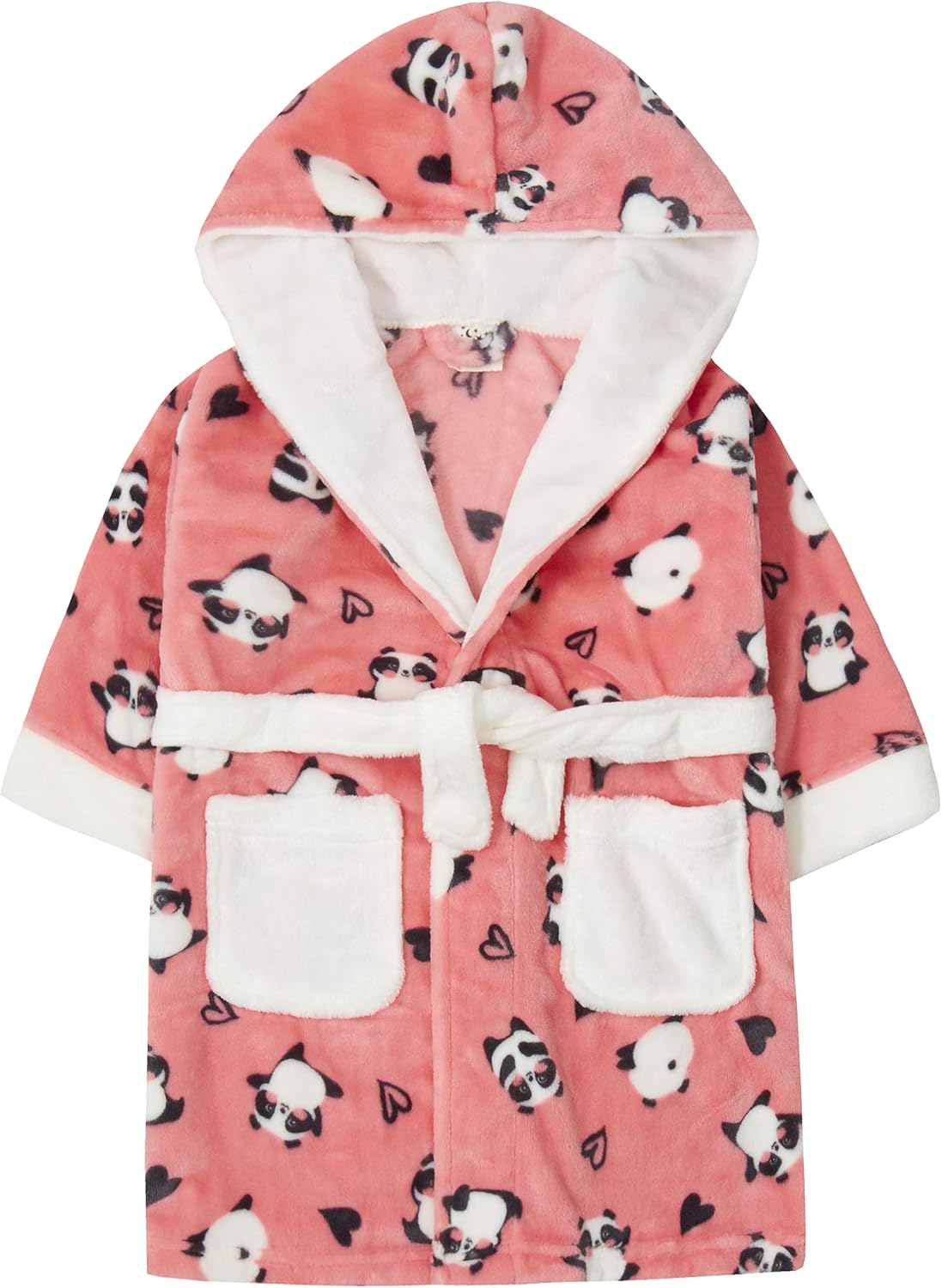 Minikidz Girls Panda Print Hooded Soft Warm Cosy Nightgown Bath Robe