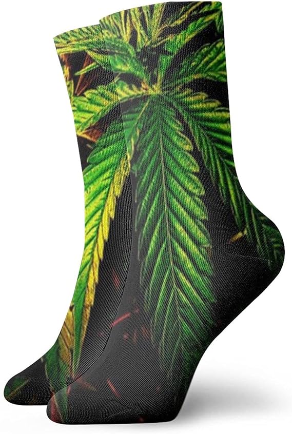 Unisex Crew Socks Marijuana Weed Green Cannabis Leaves