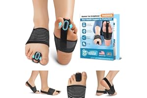 TASZOOS Hammer Toe Corrector for Women & Men - Non-Slip Hammer Toe Straightener for Resting, Standing, Walking - Toe Splint Relief for Curled, Broken Support (1 Compression Foot Wrap & 1 Strap)