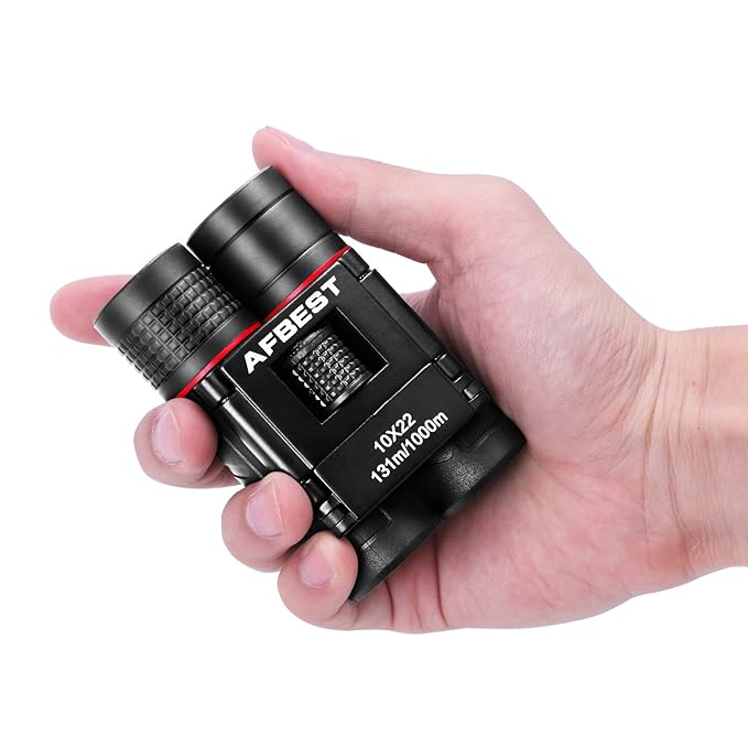 AFBEST 10x22 Mini Kleines Fernglas, Zusammenklappbar Wasserdicht Binoculars Vergrößerung, mit wenig Licht Nachtsicht Fernglas