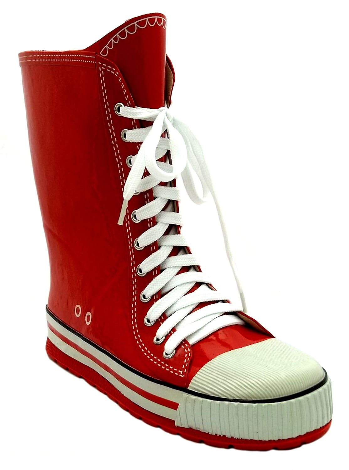 Women's Dinger Boot S Red Lace Up Rubber Mid Calf Welly Boots Amazon