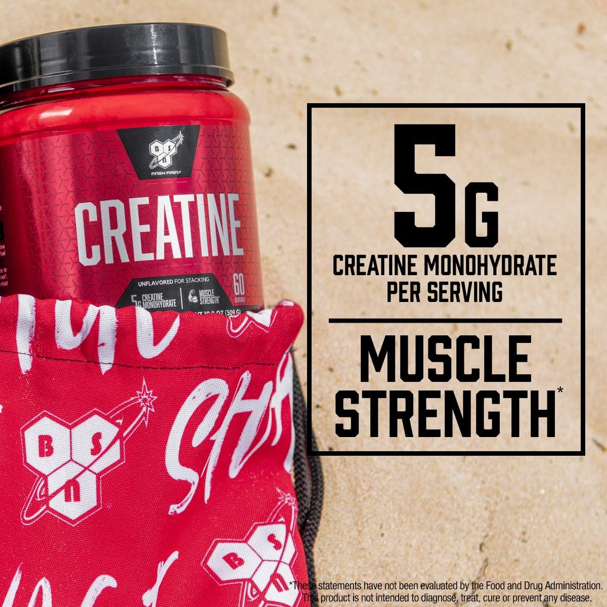BSN Micronized Creatine Monohydrate Powder, Unflavored, 2 Months Supply-60 Servings: Health & Personal Care