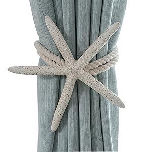 ZILucky 2 Pieces Natural Starfish Curtain Tiebacks Rope Drape Tie Band Drapery Holdbacks Room Décor