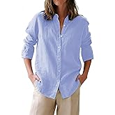 siliteelon Button Down Shirts for Women Oxford Shirt Cotton Dress Shirts Collared Long Sleeve Wrinkle Free Blouse Tops