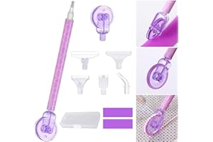 Snewvie Diamond Painting Pen Wheel Tools,Diamond Art Pen with Purple Roller and 6PCS Plastic Multi Placer Tips Can Make Diamond Art Faster,Diamond Painting Drill Pens for Square & Round Beads