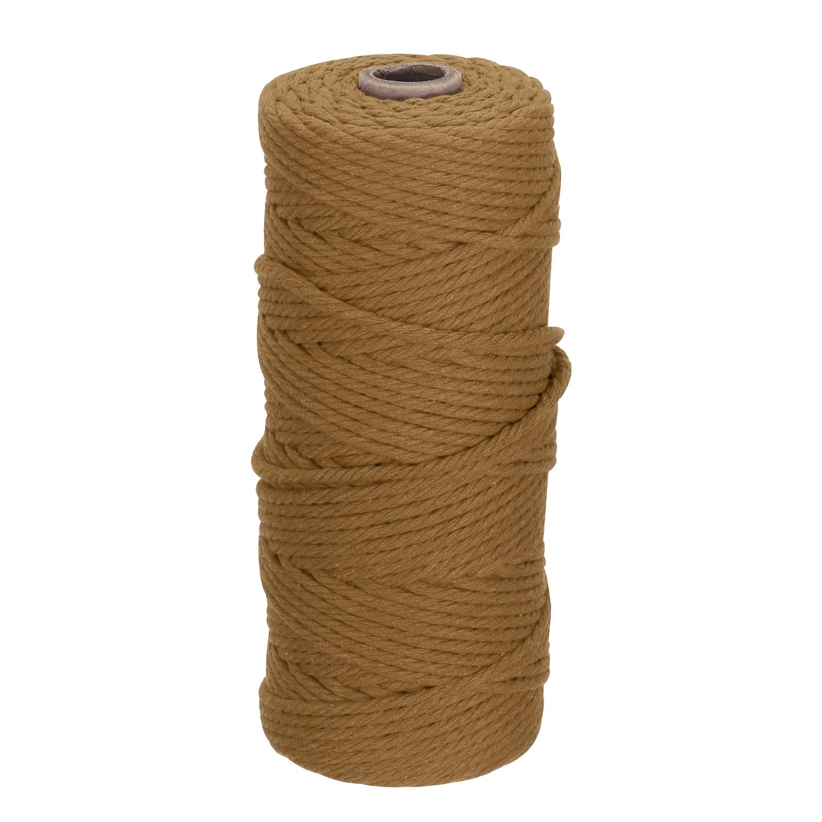 DMiotech 3mm x 100M (109 Yard) Caramel Color Natural Cotton Macrame Rope, Wall Hanging Handmade 2 Strands Twisted Macrame Cotton Cord for Plant Hangers, Gift Wrapping Wedding