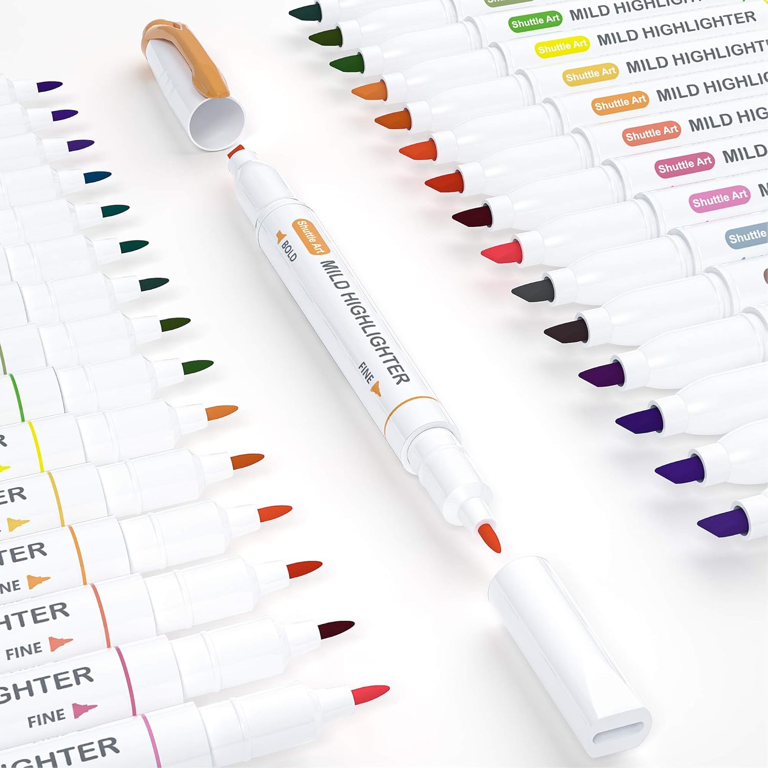 30 Colors Highlighters, Pastel Highlighter Pens Assorted Colors, Dual Tip Mild Color Highlighter Markers, Perfect for Teens, Kids and Adults Coloring, Underlining, Highlighting by Shuttle Art : Office Products