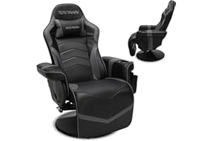 Respawn 900 Console Gaming Recliner with Footrest and Lumbar Support - Comfortable Ergonomic Gaming Chair with Headrest, No Wheels, Reclining, Heavy Duty, Racing Style Video Game Chairs - Gray