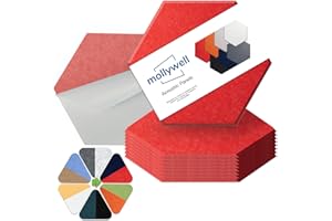 Hexagon Acoustic Panels, High Density, Sound Proofing, Decorative Noise Reduction Felt Wall Tiles for Ceilings, Home Office & Gaming Room (Red), 14x12x0.4 Inch, Mollywell