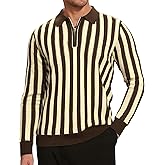 Alex Vando Mens Knit Polo Shirts Long Sleeve Sweater Casual Fashion Classic Button Down Polo Shirts