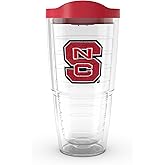 Tervis Made in USA Double Walled North Carolina State Wolfpack Insulated Tumbler Cup Keeps Drinks Cold & Hot, 24oz - Red Lid, Primary Logo