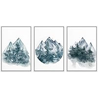 SIGNWIN 3 Piece Framed Canvas Wall Art Abstract Mountain Canvas Prints Home Artwork Decoration for Living Room,Bedroom - 16