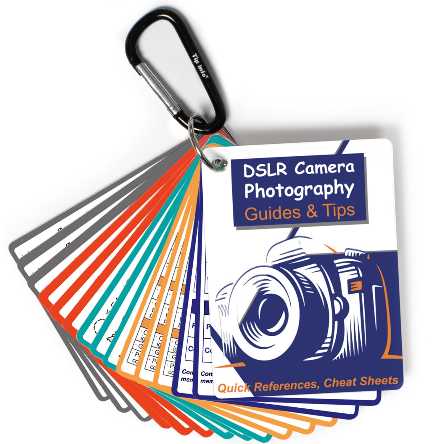 Tip Info Photography Accessories DSLR Cheat Sheet Cards for Canon, Nikon, Sony, Camera Quick Reference Guides & Tips: Settings, Exposure, Modes, Composition, Lighting etc 4×3 inch